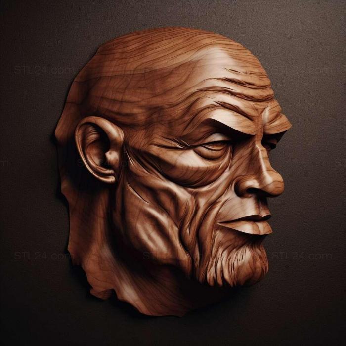 Characters (muscular head 4, HERO_3428) 3D models for cnc